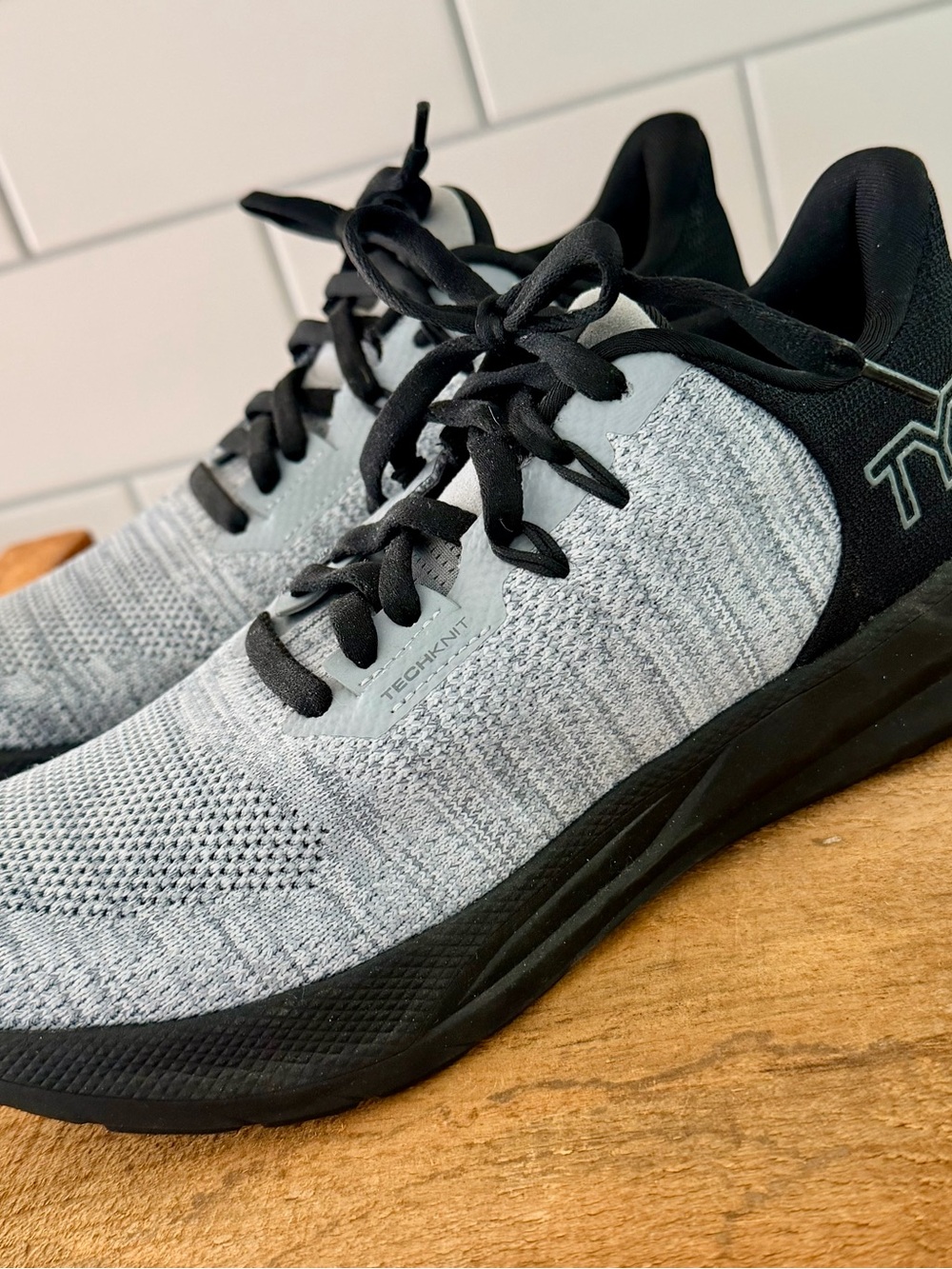 TYR Gray Knit Women’s Sneakers with Black Accents - Picture 5 of 5